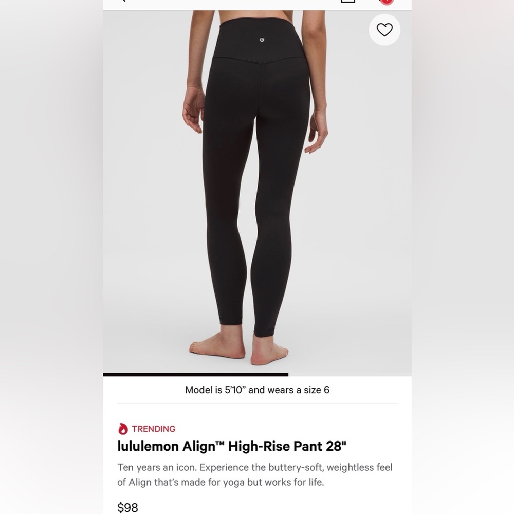 28” align high rise leggings lululemon black + free pair full length w pockets - Picture 4 of 5